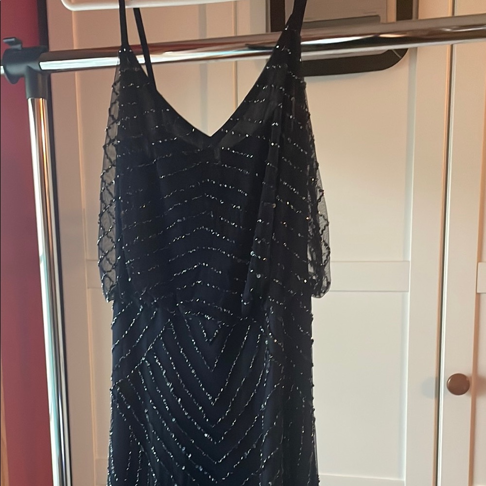 Adrianna Papell Blue Sequin Slip Dress